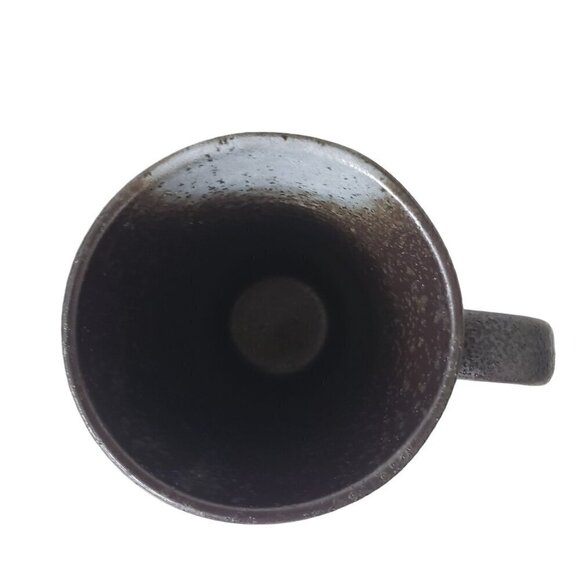 Stoneware Black Matte Glazed Tea Coffee Mugs Set of 4 Primitive Fish Design - Picture 6 of 11